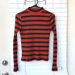 Striped Mock Neck Top